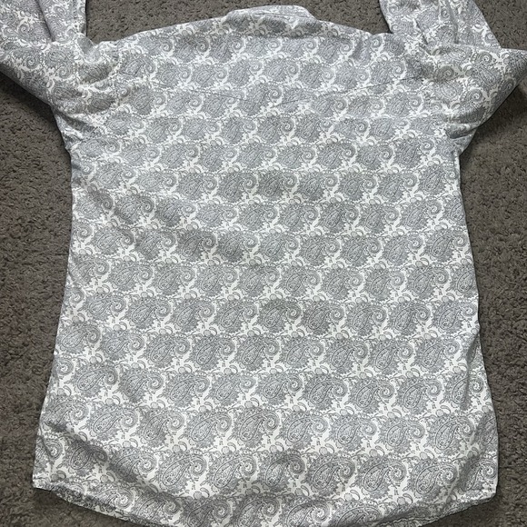 Larry Mahan Western Shirt Mens M White Paisley Snap Front Cowboy Pockets Logo - Picture 5 of 5